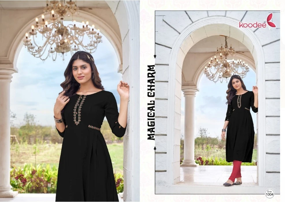 Koodee Janvi Heavy Rayon Wholesale Fancy Kurtis Catalog — Wholesale Kurtis, MPA wholesale from Surat — view 5